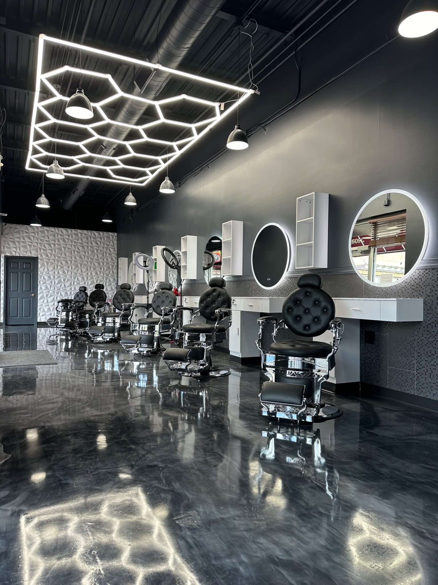 Modern interior of KENZ Barber Studio in Milwaukee